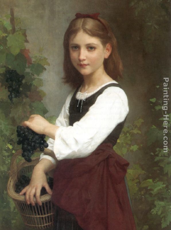 Young Girl Holding a Basket of Grapes painting - Elizabeth Jane Gardner Bouguereau Young Girl Holding a Basket of Grapes art painting